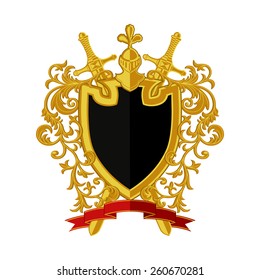Escudo de armas en estilo moderno y plano. Ilustración vectorial.

