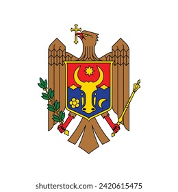 Escudo de armas Moldavia. Diseño del emblema nacional. Fondo aislado blanco 