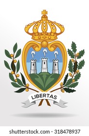 Coat of arms of Most Serene Republic of San Marino. Vector illustration.