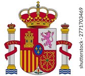 coat of arms national flag of Spain isolated vector