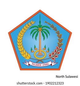 Coat of Arms of North Sulawesi is a Indonesian region. Vector heraldic emblem