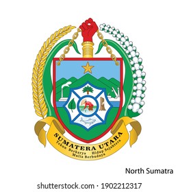 Coat of Arms of North Sumatra is a Indonesian region. Vector heraldic emblem