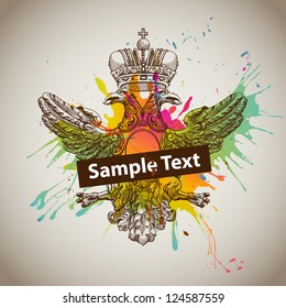 Coat of Arms on a grunge background and a frame for a text