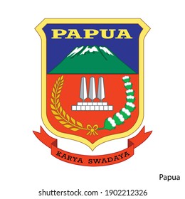 Coat of Arms of Papua is a Indonesian region. Vector heraldic emblem