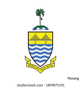 Coat Of Arms Of Penang Is A Malaysian Region. Vector Heraldic Emblem