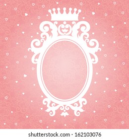 Coat of arms with place for text on seamless background.Vector baroque frame in Victorian style.Element for design.It can be used for decorating of invitations, cards, decoration for bags and clothes.