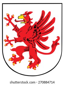 Coat of arms of Pomerania, Germany province shield, emblem or national symbol. Original and simple flag vector illustration isolated on white background.

