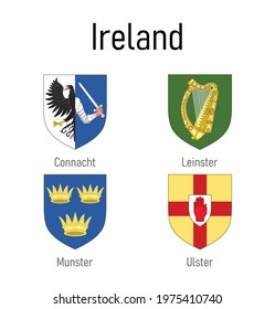 Coat of arms of the provinces of Ireland, All Irish regions emblem collection