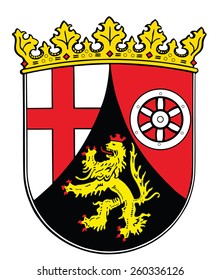 Coat of arms of Rhineland-Palatinate state, Germany. Original and simple flag isolated vector in official colors and Proportion Correctly, vector illustration isolated