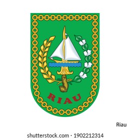 Coat of Arms of Riau is a Indonesian region. Vector heraldic emblem
