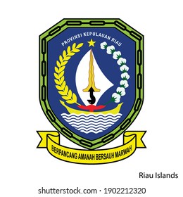 Coat of Arms of Riau Islands is a Indonesian region. Vector heraldic emblem