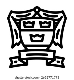coat arms royal medieval heraldry line icon vector. coat arms royal medieval heraldry sign. isolated contour symbol black illustration