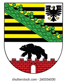 Coat of arms of Saxony Anhalt flag vector illustration isolated. Germany state. Sachen Anhalt flag. Province in Germany is a landlocked federal state. Europe state territory in EU.