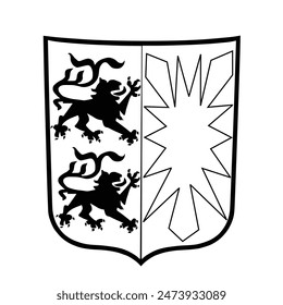 Coat of arms of Schleswig Holstein province in Germany vector illustration isolated on background. National symbol COA. Heraldic lion animal. Present nobility. Heraldry symbol of Deutschland territory