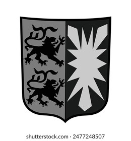 Coat of arms of Schleswig Holstein province in Germany vector illustration isolated on background. National symbol COA. Heraldic lion animal. Present nobility. Heraldry symbol of Deutschland territory