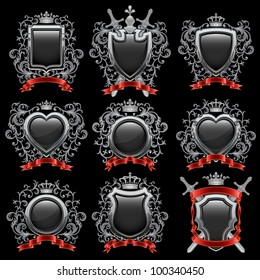 Coat of arms set. Vector illustration.