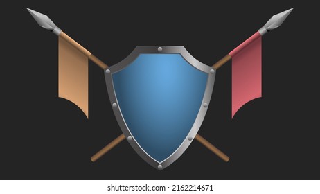 Coat of arms shield  and spears with heraldic flags