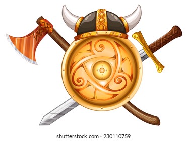Escudo de armas con escudo y espadas