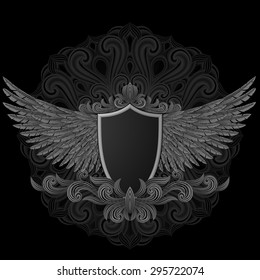 Coat of arms. Shield with wings, EPS 10 contains transparency, file has layers.