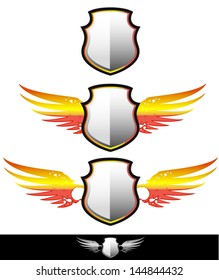 Coat of arms with shields, wings /vector/