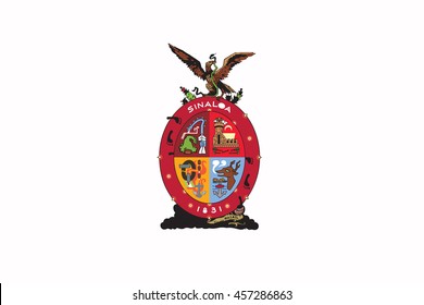 Coat of arms of Sinaloa state; isolated on white background.