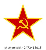 Coat of arms of Soviet Union army vector illustration isolated. Red Army COA flag. Proud military symbol of Russia. Red star with hammer and sickle. USSR war legacy ribbon. Heir of Russian federation