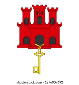 Coat of arms of the State of Gibraltar, Vector Illustration
