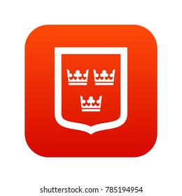 Coat of arms of Sweden icon digital red for any design isolated on white vector illustration