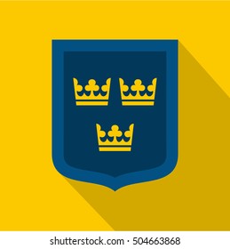 Coat of arms of Sweden icon. Flat illustration of coat of arms of Sweden icon for web
