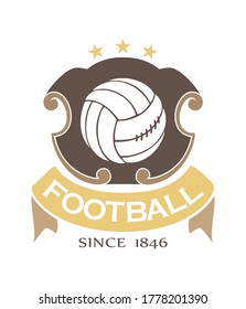 Coat of arms, symbol, logo, emblem on the theme of football. Vintage.
