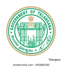 Coat of Arms of Telangana is a Indian region. Vector heraldic emblem