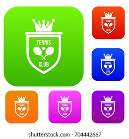 Coat of arms of tennis club set icon in different colors isolated vector illustration. Premium collection