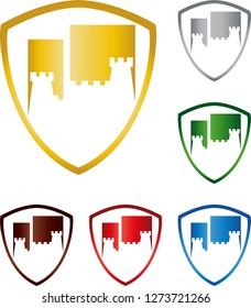 Coat of arms and two towers in different colors collection