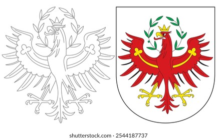 Coat Of Arms Of Tyrol, Austria Vector Illustration
