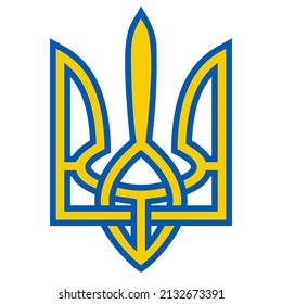 Coat arms Ukraine trident yellow blue flag, coat arms symbol Ukraine