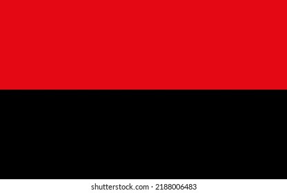 Coat of Arms of Ukrainian Nationalists (OUN-UPA) against the background of the red-and-white flag . Vector illustration