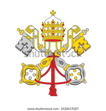 Coat of arms Vatican City. National emblem design. White isolated background