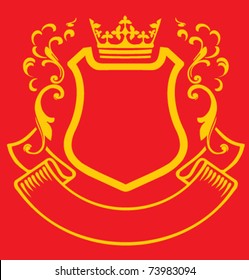 Coat of arms. Vector gold emblem with crown