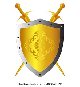 coat of arms vector logo shield and swords for different designs.