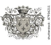 Coat of arms -Vintage engraved illustration - "Les Français" by L.Curmer in 1842 France