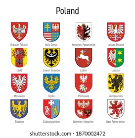 Coat of arms of the voivodship of Poland, All Polish regions emblem collection