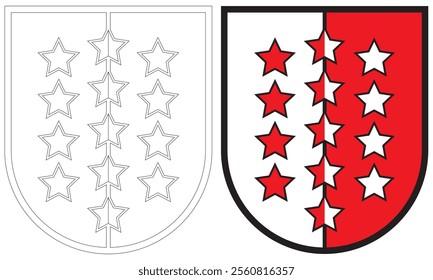 Coat Of Arms Of Wallis Vector Illustration. Canton Of Valais
