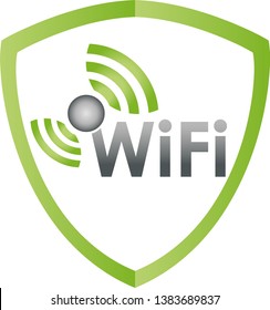 Coat of arms and WiFi waves logo