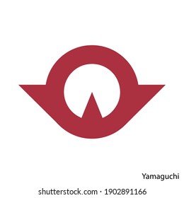 Coat of Arms of Yamaguchi is a Japan prefecture. Vector heraldic emblem
