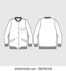 Coat, Bomber Jacket Style, Winter Fashion. Fashion Illustration, CAD, Technical Drawing, Specification Drawing, Pen Tool, Editable.