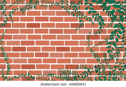 Coat buttons Mexican daisy plant on Wall of bricks and space background art vector