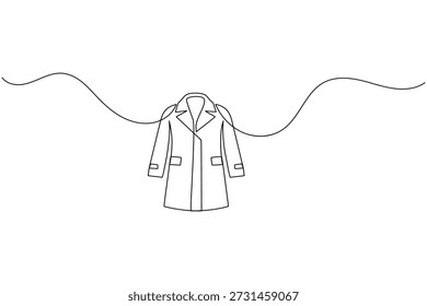 Casaco contínuo de uma linha desenho de arte de uma jaqueta de inverno clássico para design de moda