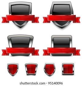 Coat and distorted square with red ribbon on white background, vector illustration