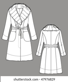 Coat female with a collar, sleeves and pockets