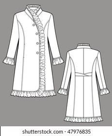 Coat female with a collar, sleeves and pockets